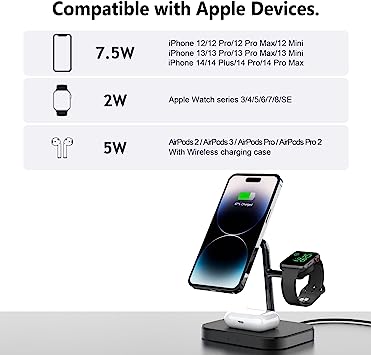 Câble téléphone portable We Chargeur induction Dock de charge Apple 3-en-1  Blanc